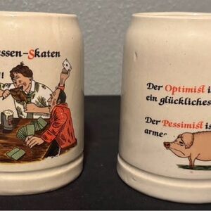 2 Ceramic German-Style Vintage Beer Steins